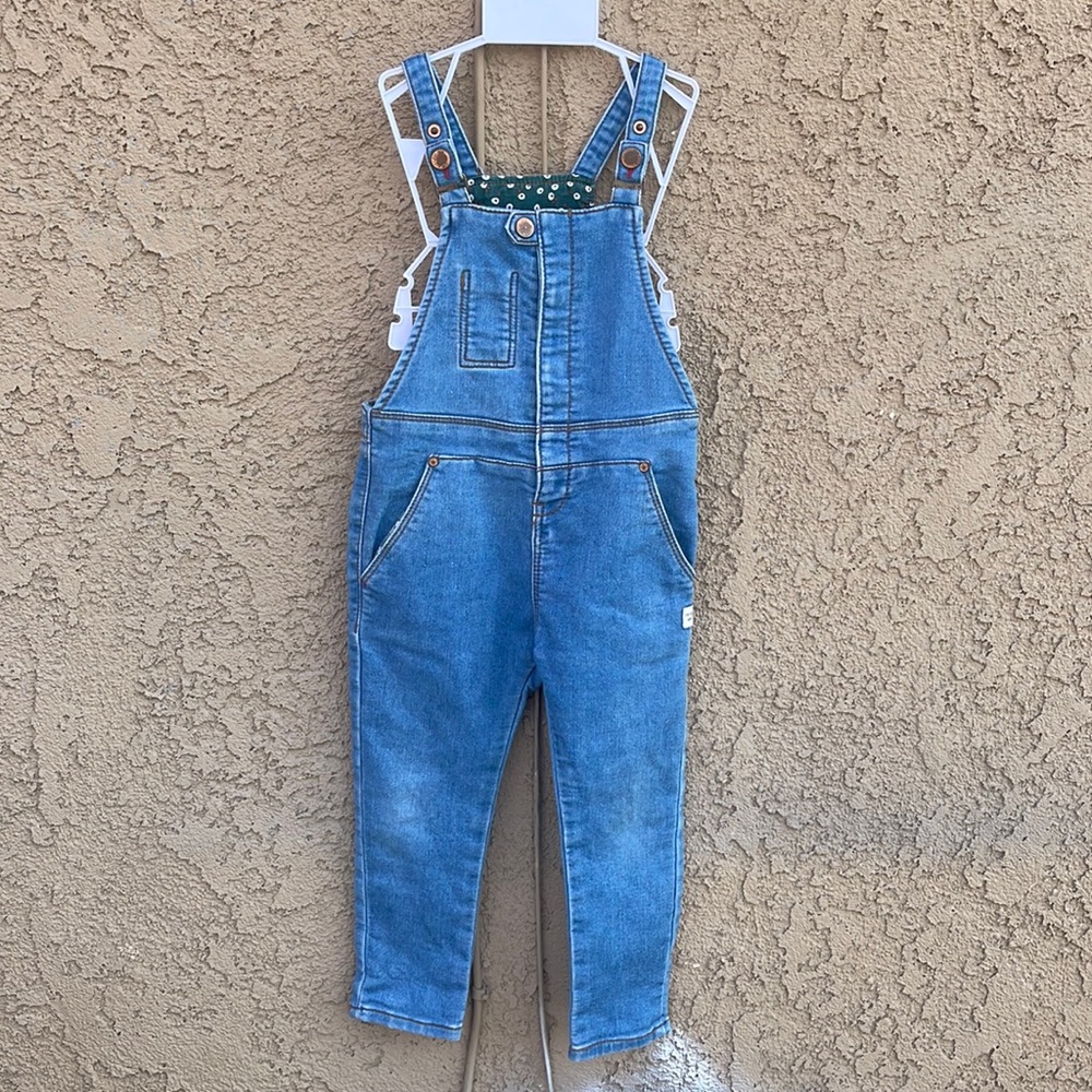 Zara Baby Girl Jean Overalls Sz 2/3Y Denim Pants